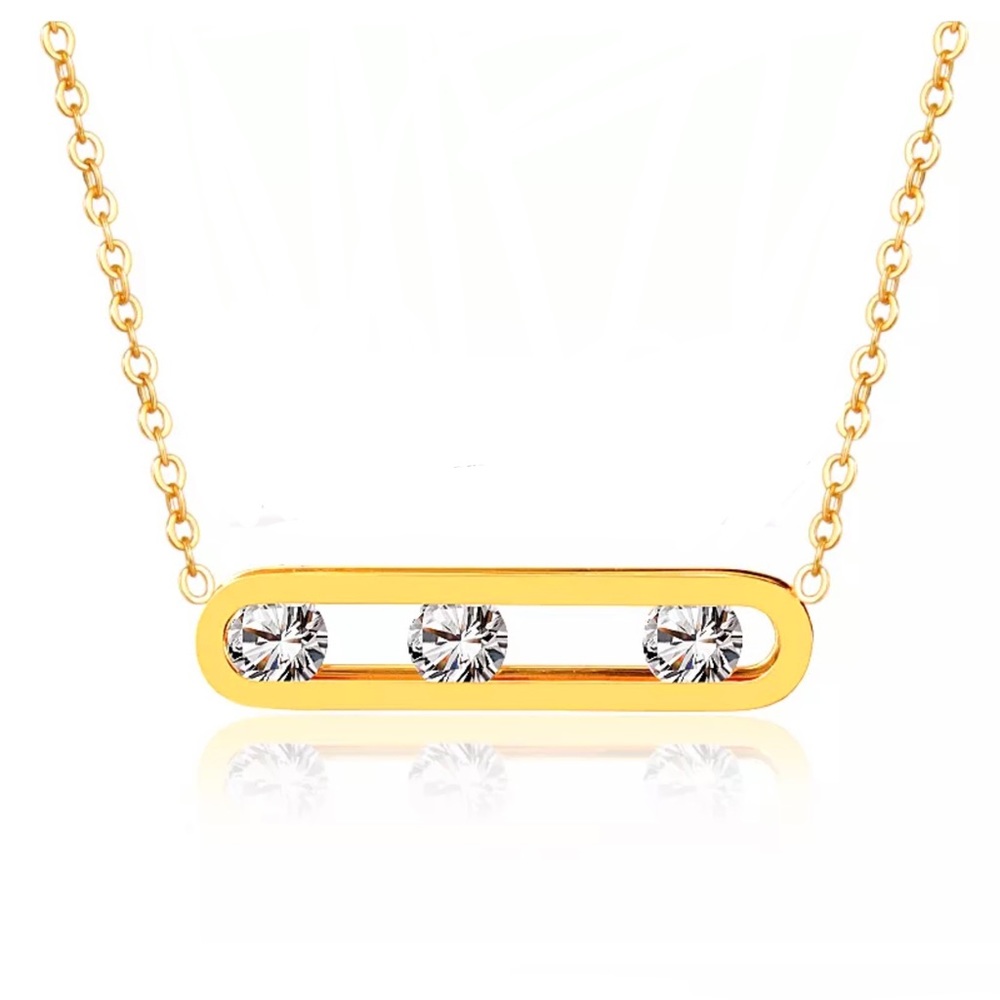 🆕 Gorgeous 18k Diamond Slider Oval Bar Necklace NWT - Picture 3 of 16